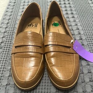 DV by Dolce Vita Brown Croc-Embossed Loafers